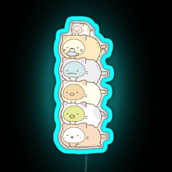 Sumikko Gurashi Characters Stacked RGB Neon Sign