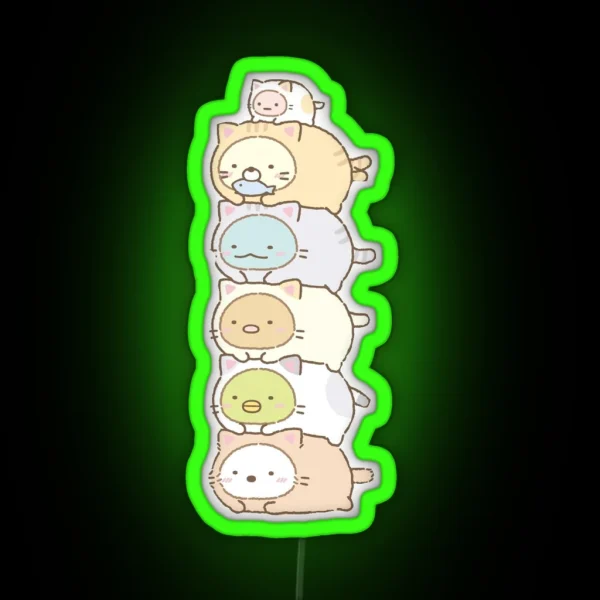 Sumikko Gurashi Characters Stacked RGB Neon Sign