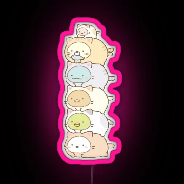 Sumikko Gurashi Characters Stacked RGB Neon Sign