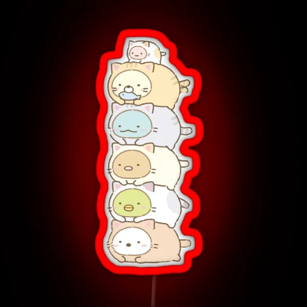 Sumikko Gurashi Characters Stacked RGB Neon Sign