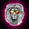 Vibrant summer-themed RGB neon lion decoration for indoor ambiance.