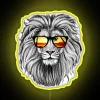 Colorful summer lion neon wall decor with vibrant rgb lighting.