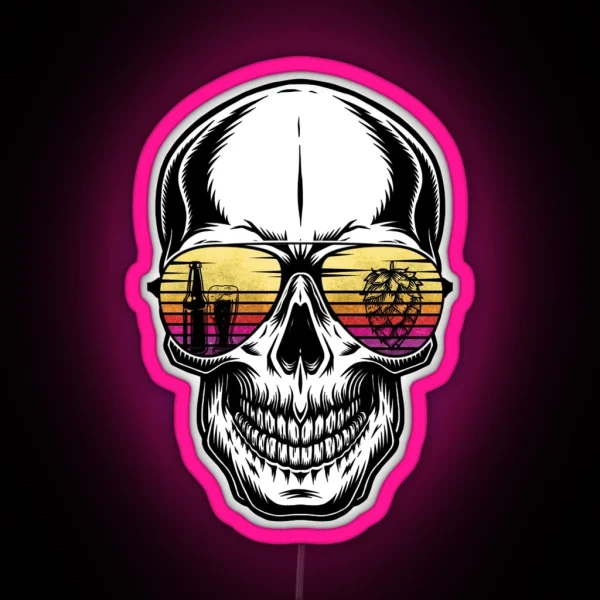 Summer Skull Retro Sunset Sunglasses RGB Neon Sign
