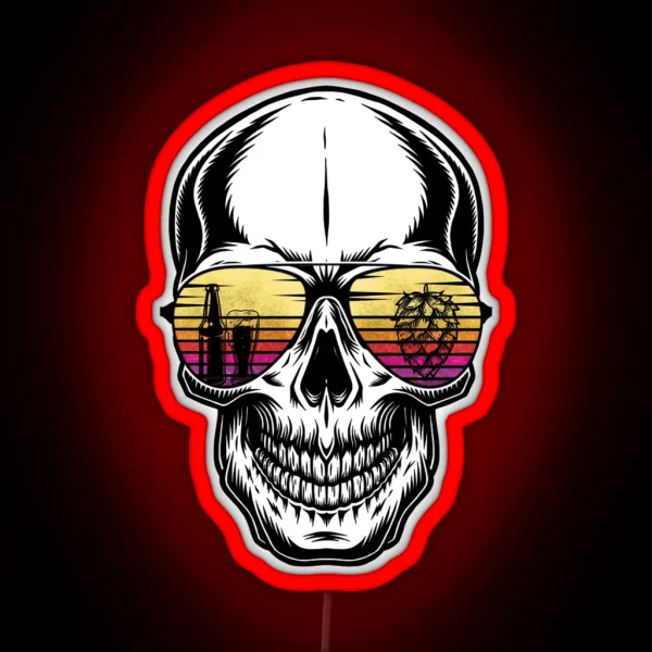 Summer Skull Retro Sunset Sunglasses RGB Neon Sign