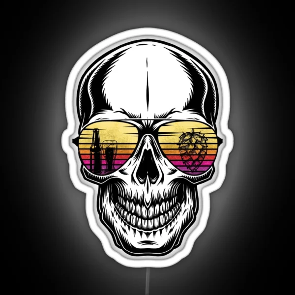 Summer Skull Retro Sunset Sunglasses RGB Neon Sign