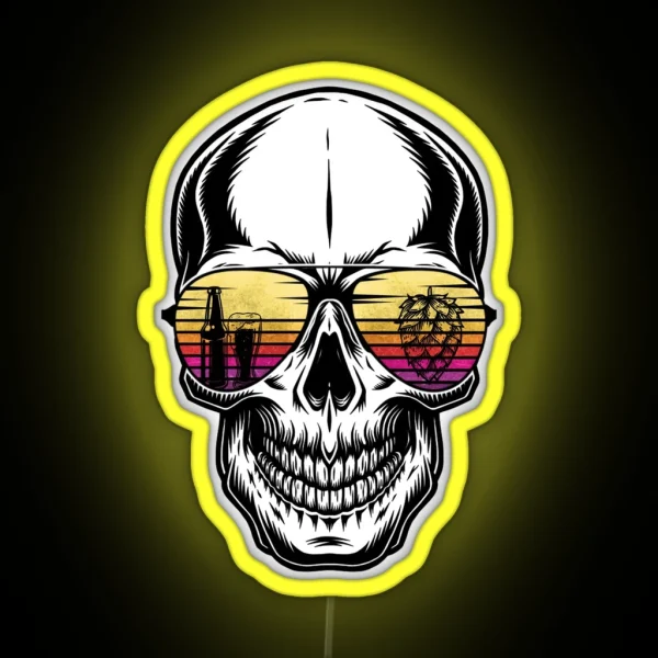 Summer Skull Retro Sunset Sunglasses RGB Neon Sign