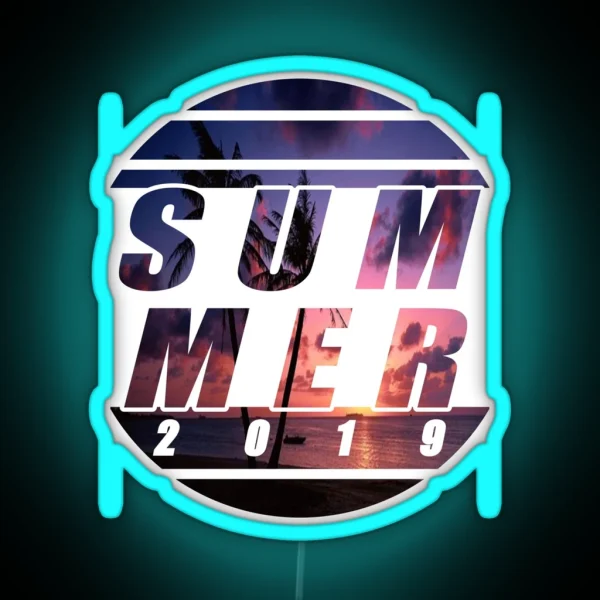 Summer Summer 2019 Sun Palm Tree Beach Holiday Fun RGB Neon Sign