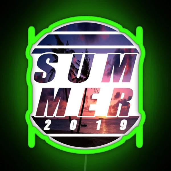 Summer Summer 2019 Sun Palm Tree Beach Holiday Fun RGB Neon Sign