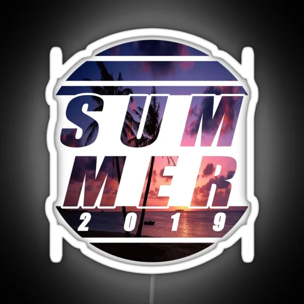 Summer Summer 2019 Sun Palm Tree Beach Holiday Fun RGB Neon Sign