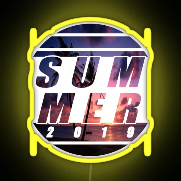 Summer Summer 2019 Sun Palm Tree Beach Holiday Fun RGB Neon Sign