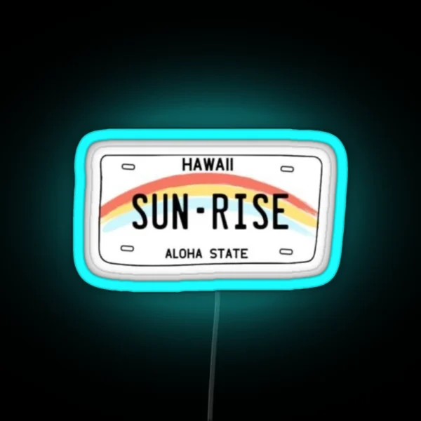 Sun Rise Hawaii License Plate RGB Neon Sign