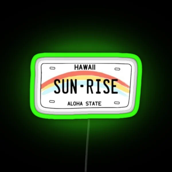 Sun Rise Hawaii License Plate RGB Neon Sign