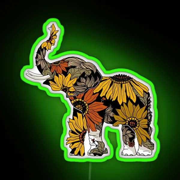 Sunflower Elephant Color RGB Neon Sign