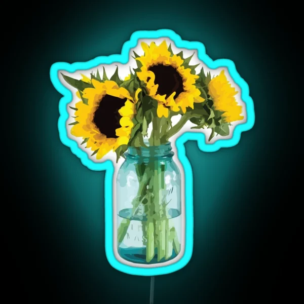 Sunflower In Mason Jar RGB Neon Sign