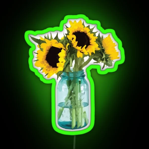 Sunflower In Mason Jar RGB Neon Sign