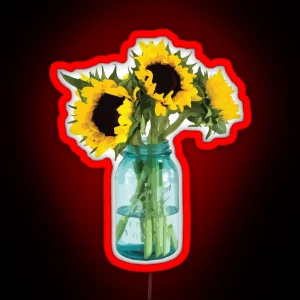 Sunflower In Mason Jar RGB Neon Sign