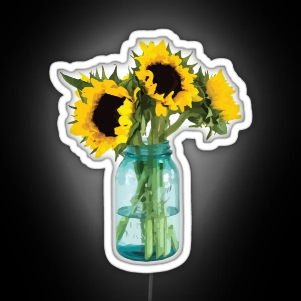 Sunflower In Mason Jar RGB Neon Sign