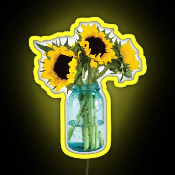 Sunflower In Mason Jar RGB Neon Sign