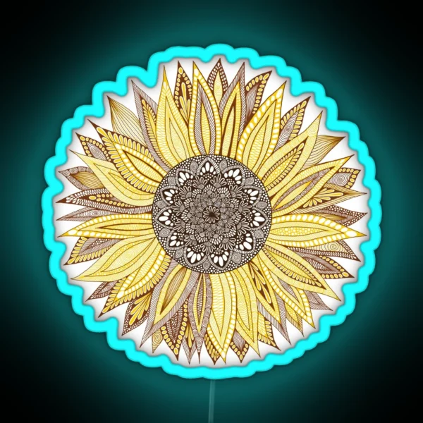 Sunflower Mandala RGB Neon Sign