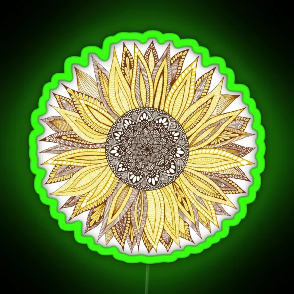 Sunflower Mandala RGB Neon Sign