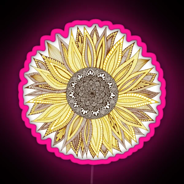 Sunflower Mandala RGB Neon Sign