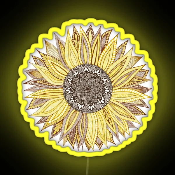 Sunflower Mandala RGB Neon Sign