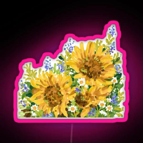 Sunflower Painting RGB Neon Sign