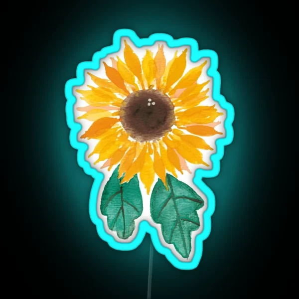 Sunflower Watercolor Floral RGB Neon Sign