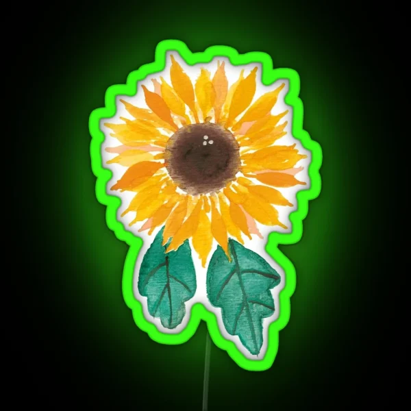 Sunflower Watercolor Floral RGB Neon Sign