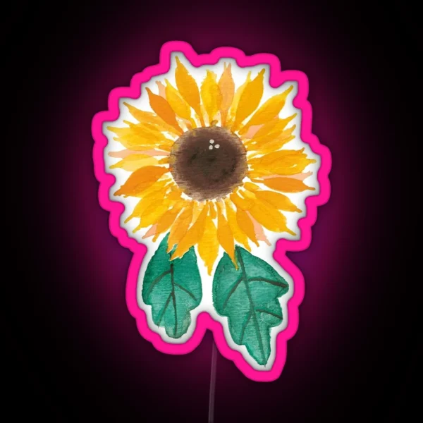 Sunflower Watercolor Floral RGB Neon Sign