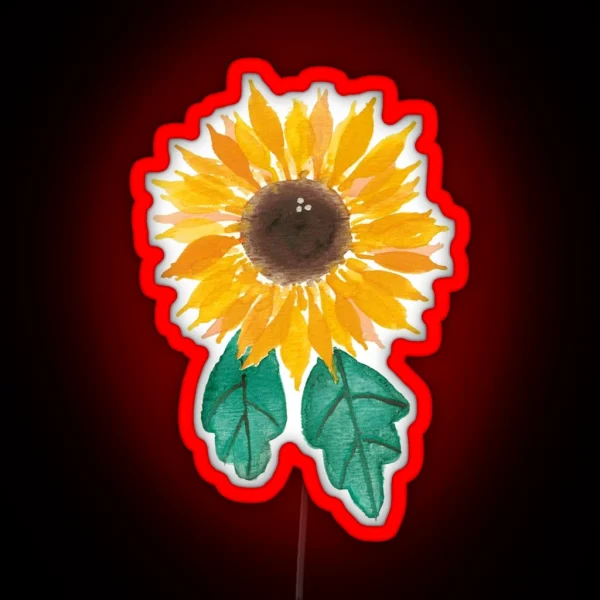 Sunflower Watercolor Floral RGB Neon Sign