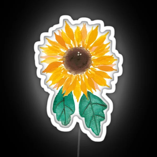 Sunflower Watercolor Floral RGB Neon Sign
