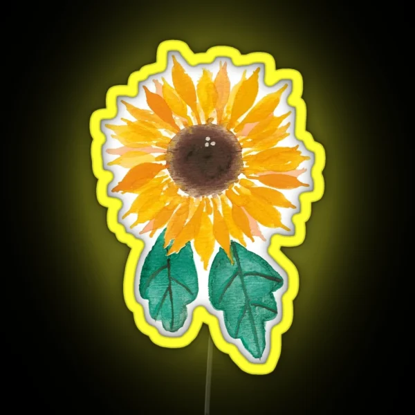 Sunflower Watercolor Floral RGB Neon Sign
