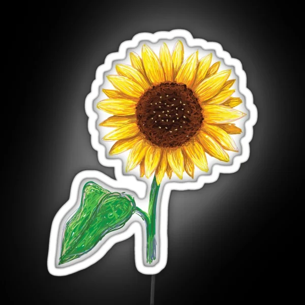 Sunflower With Stem And Green Leaf Led RGB Neon Sign