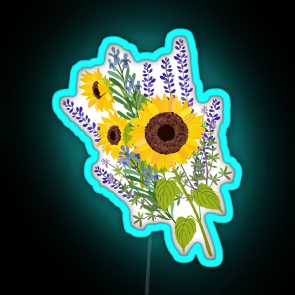 Sunflowers And Lavender Bouquet RGB Neon Sign