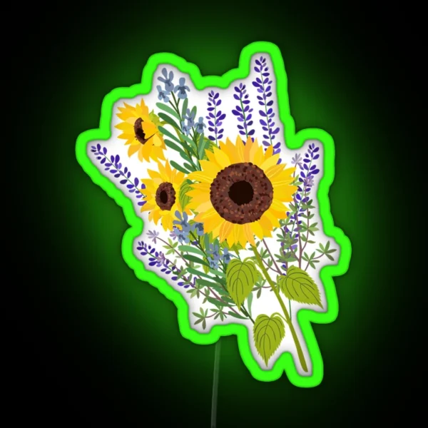 Sunflowers And Lavender Bouquet RGB Neon Sign