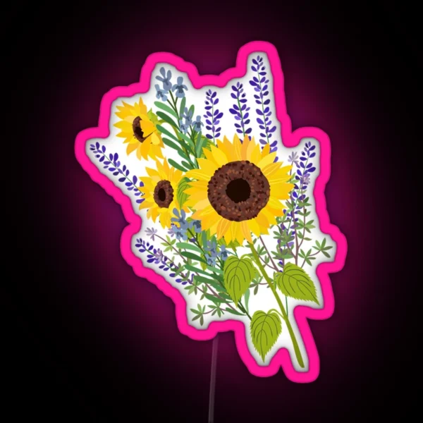 Sunflowers And Lavender Bouquet RGB Neon Sign