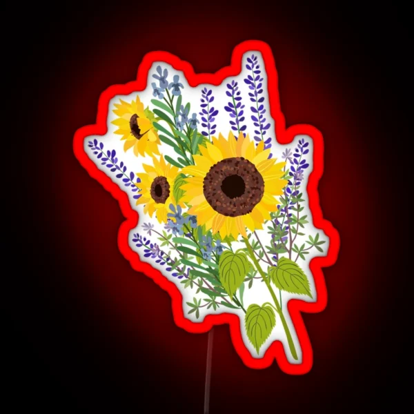 Sunflowers And Lavender Bouquet RGB Neon Sign