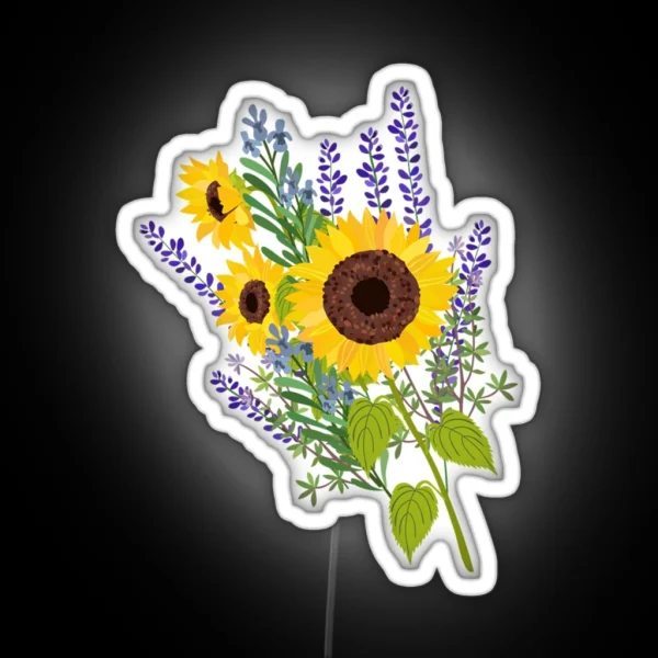 Sunflowers And Lavender Bouquet RGB Neon Sign