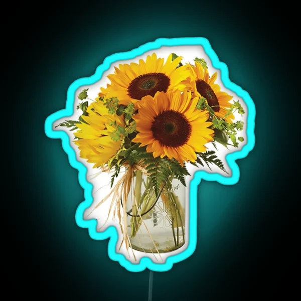 Sunflowers In Mason Jar RGB Neon Sign