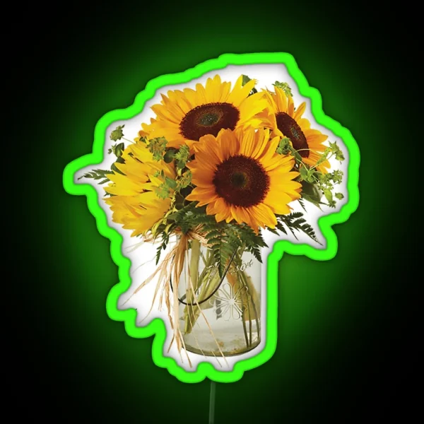 Sunflowers In Mason Jar RGB Neon Sign