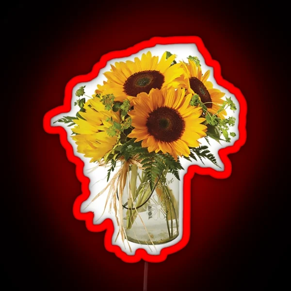 Sunflowers In Mason Jar RGB Neon Sign