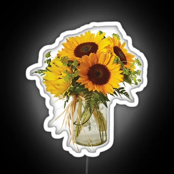 Sunflowers In Mason Jar RGB Neon Sign