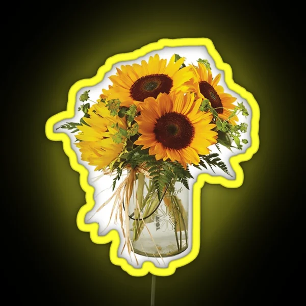 Sunflowers In Mason Jar RGB Neon Sign