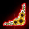 Vibrant sunflowers blooming in radiant color against dark night sky