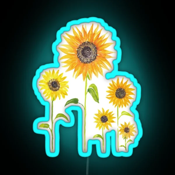 Sunflowers Watercolor Painting RGB Neon Sign