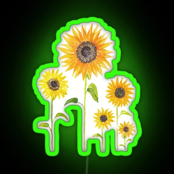 Sunflowers Watercolor Painting RGB Neon Sign