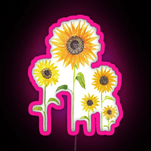 Sunflowers Watercolor Painting RGB Neon Sign