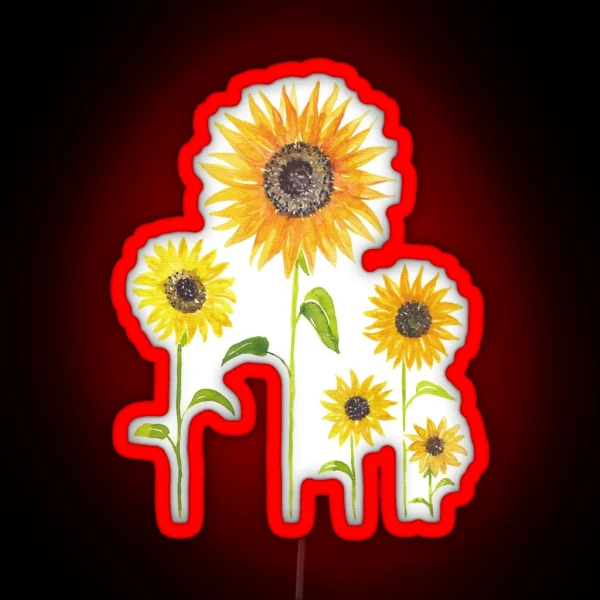 Sunflowers Watercolor Painting RGB Neon Sign
