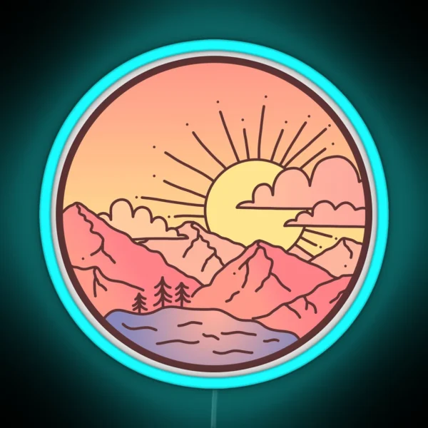 Sunset Mountains RGB Neon Sign